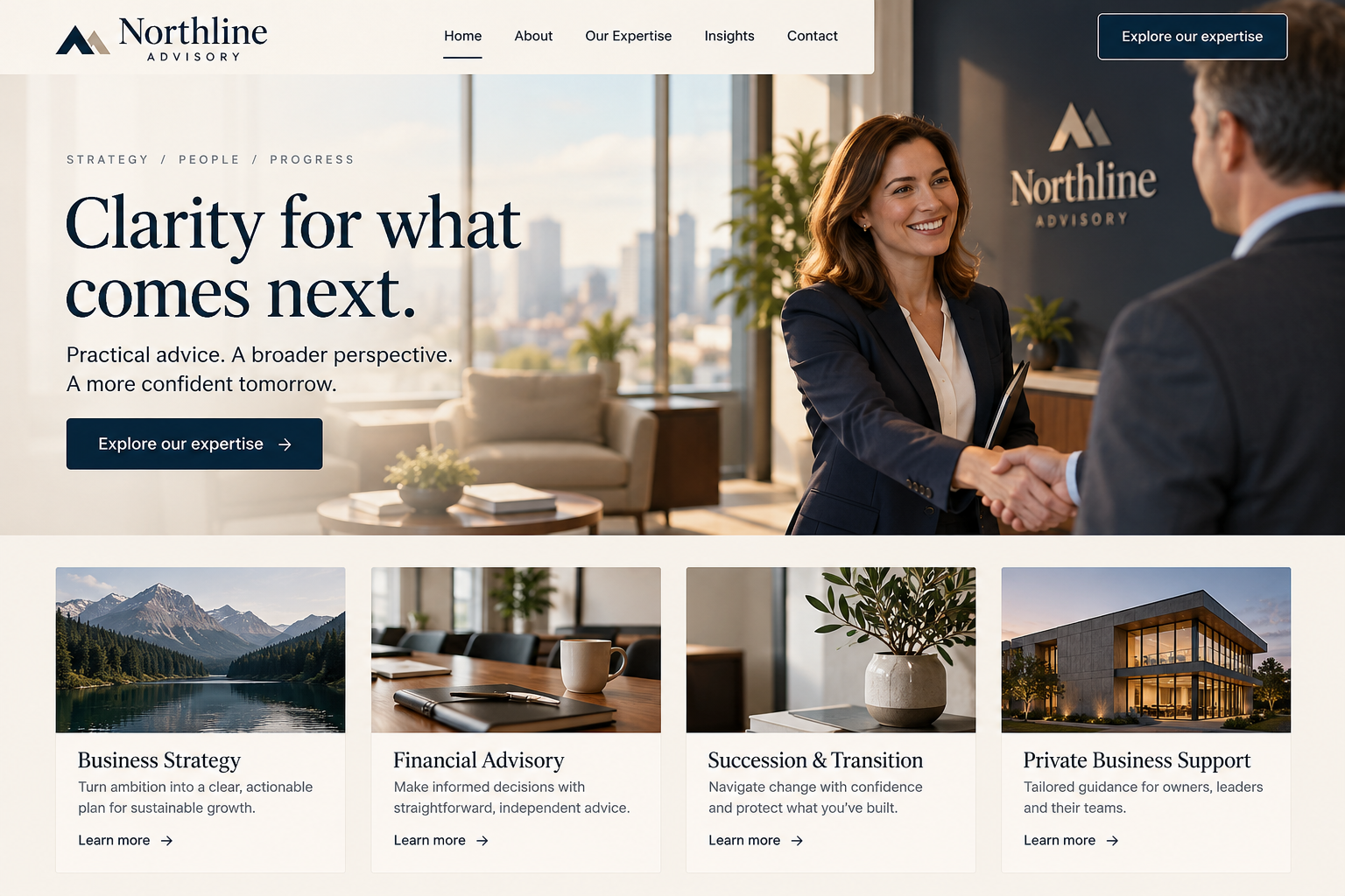 Northline Advisory: an illustrative legal & professional services homepage design